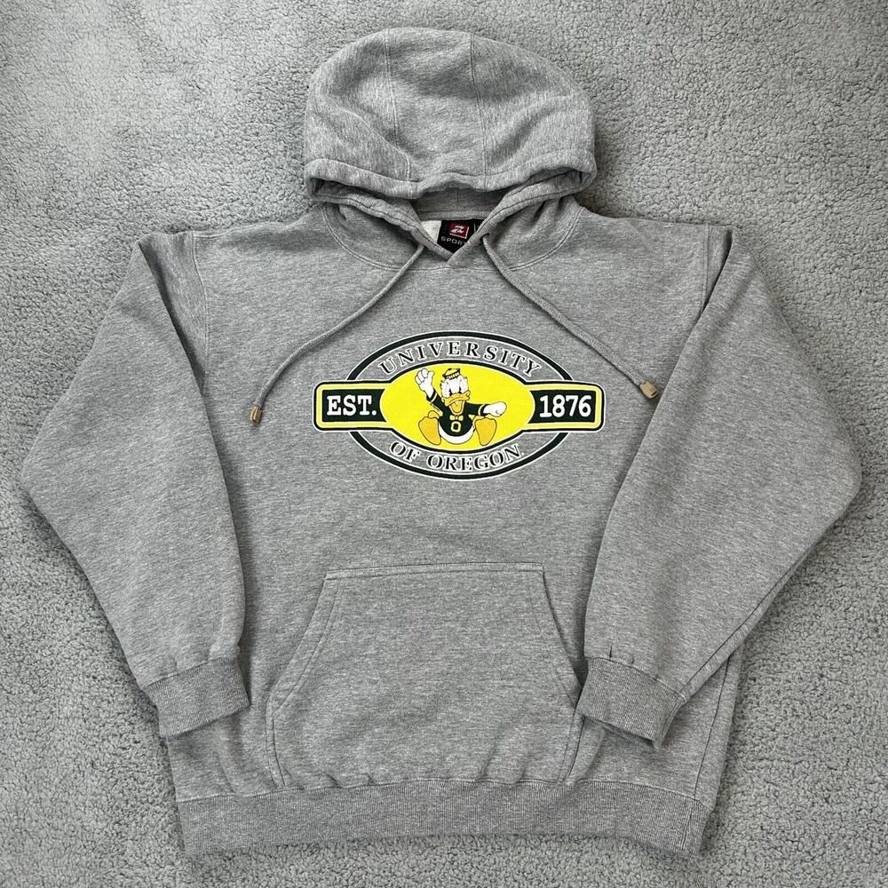 AKWA Sport Oregon Ducks Hoodie w Duck Logo Men's Size Large Gray Pullover Hoodie